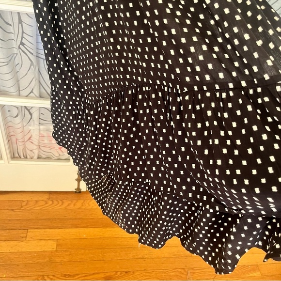 Knox Rose 4X Black White Polkadot Tiered Wrap Maxi Dress - Picture 3 of 13